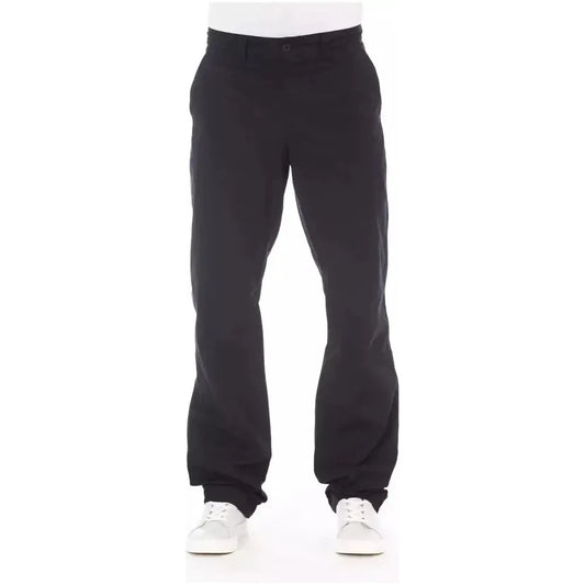 Alpha Studio Blue Cotton Men Pant Alpha Studio White Smoke