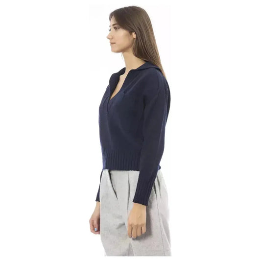 Alpha Studio Blue Wool Women Sweater Alpha Studio Gray