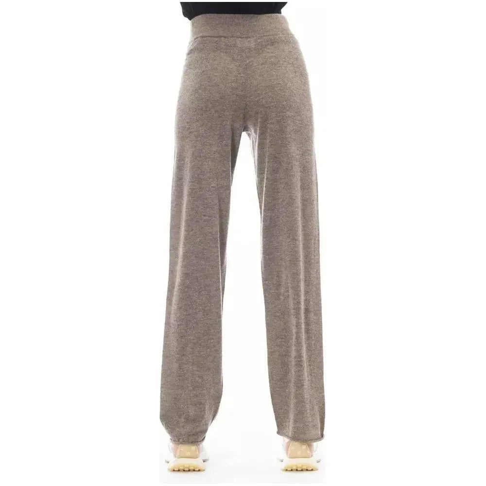 بنطلون نسائي من الصوف باللون البني من ألفا ستوديو