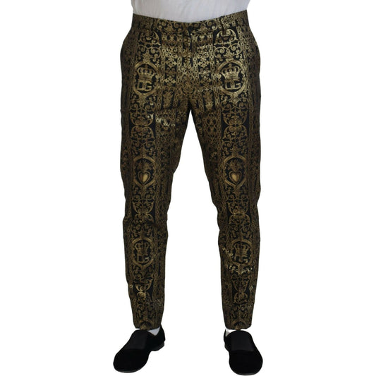 Dolce & Gabbana Elegant Jacquard Evening Pants Dolce & Gabbana Dark Slate Gray