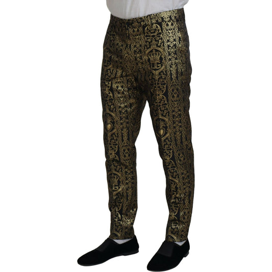 Dolce & Gabbana Elegant Jacquard Evening Pants Dolce & Gabbana Black