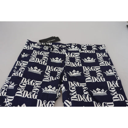 Dolce & Gabbana Blue Logo Print Cotton Chinos Shorts