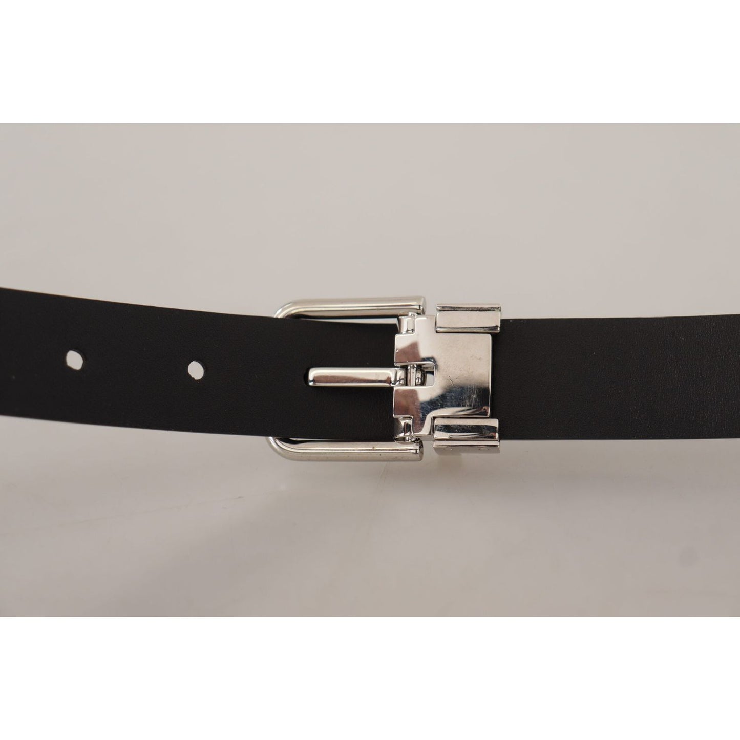 Dolce & Gabbana Black Calf Leather Classic Logo Metal Buckle Belt