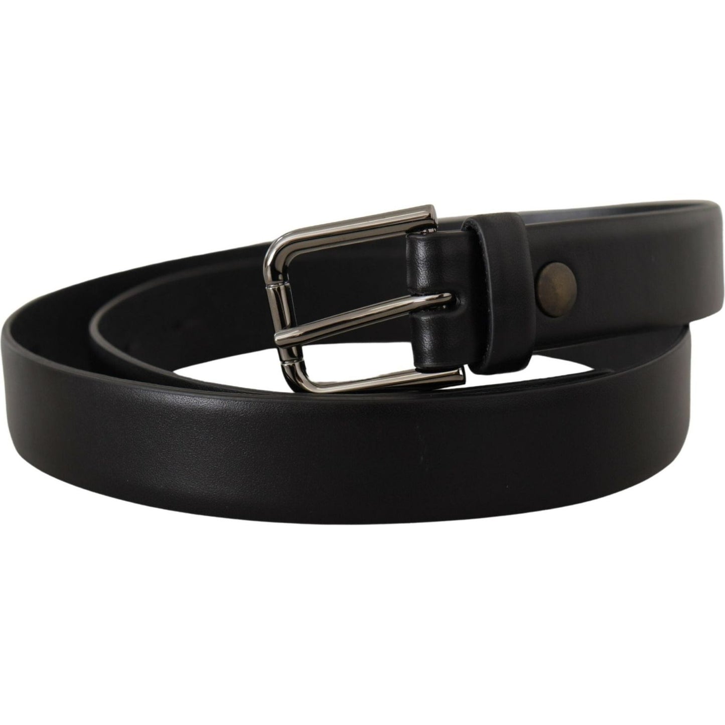 Dolce & Gabbana Black Calf Leather Classic Logo Metal Buckle Belt