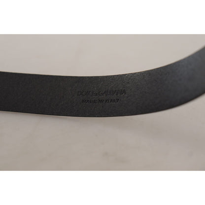 Dolce & Gabbana Black Calf Leather Classic Logo Metal Buckle Belt