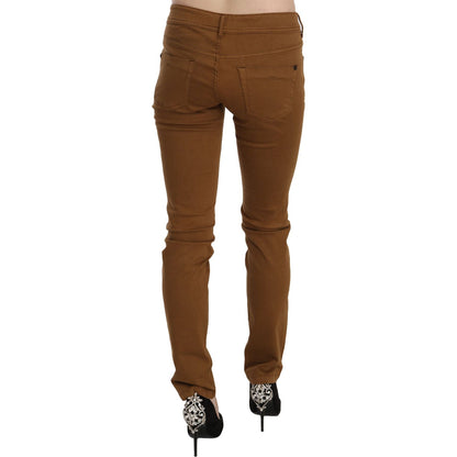 PLEIN SUD Brown Cotton Mid Waist Skinny Slim Fit Denim Jeans