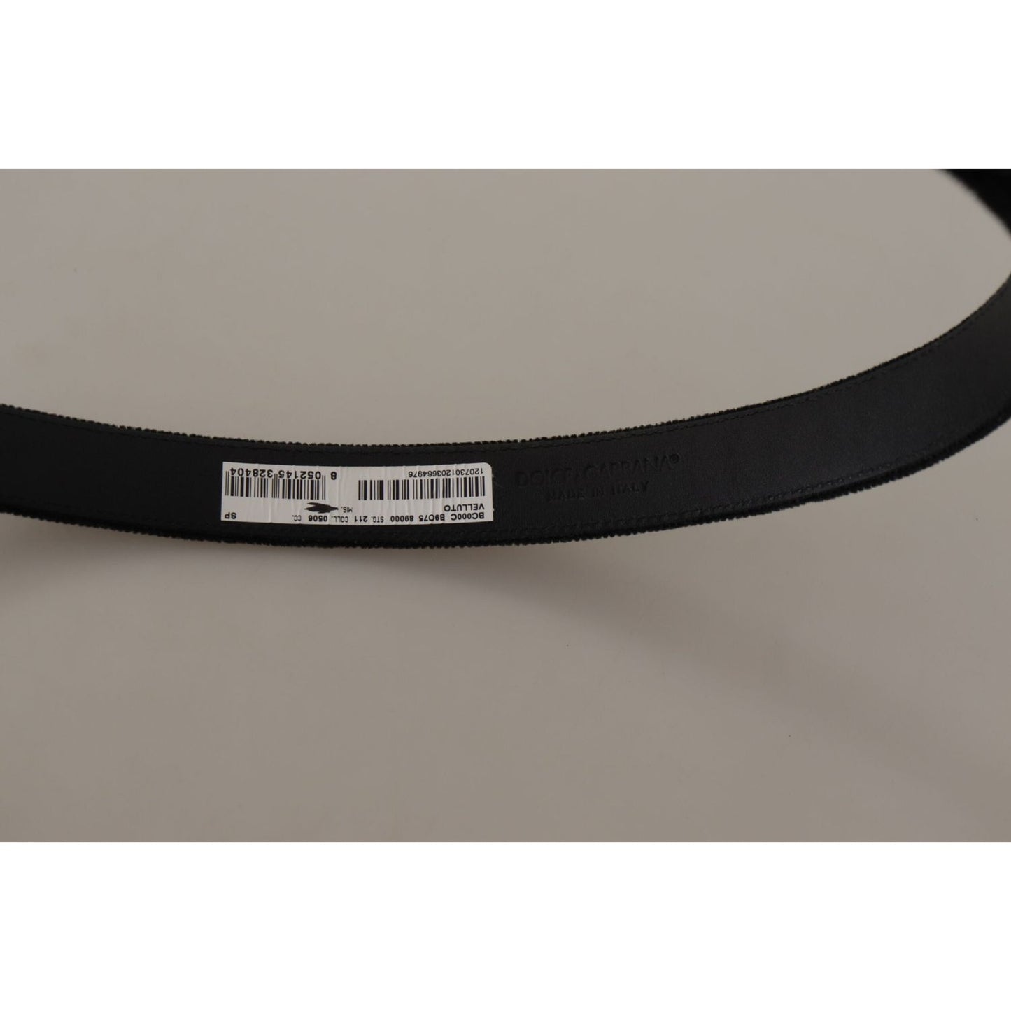 Dolce & Gabbana Black Velvet Leather Gold Tone Metal Buckle Belt