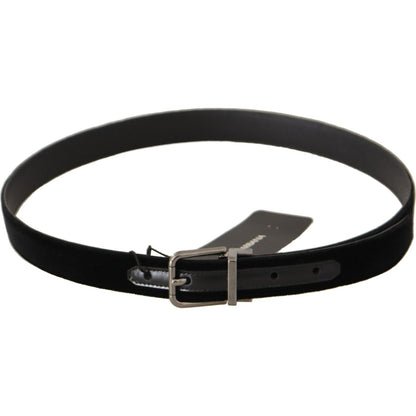 Dolce & Gabbana Black Cotton Silver Tone Metal Buckle Belt