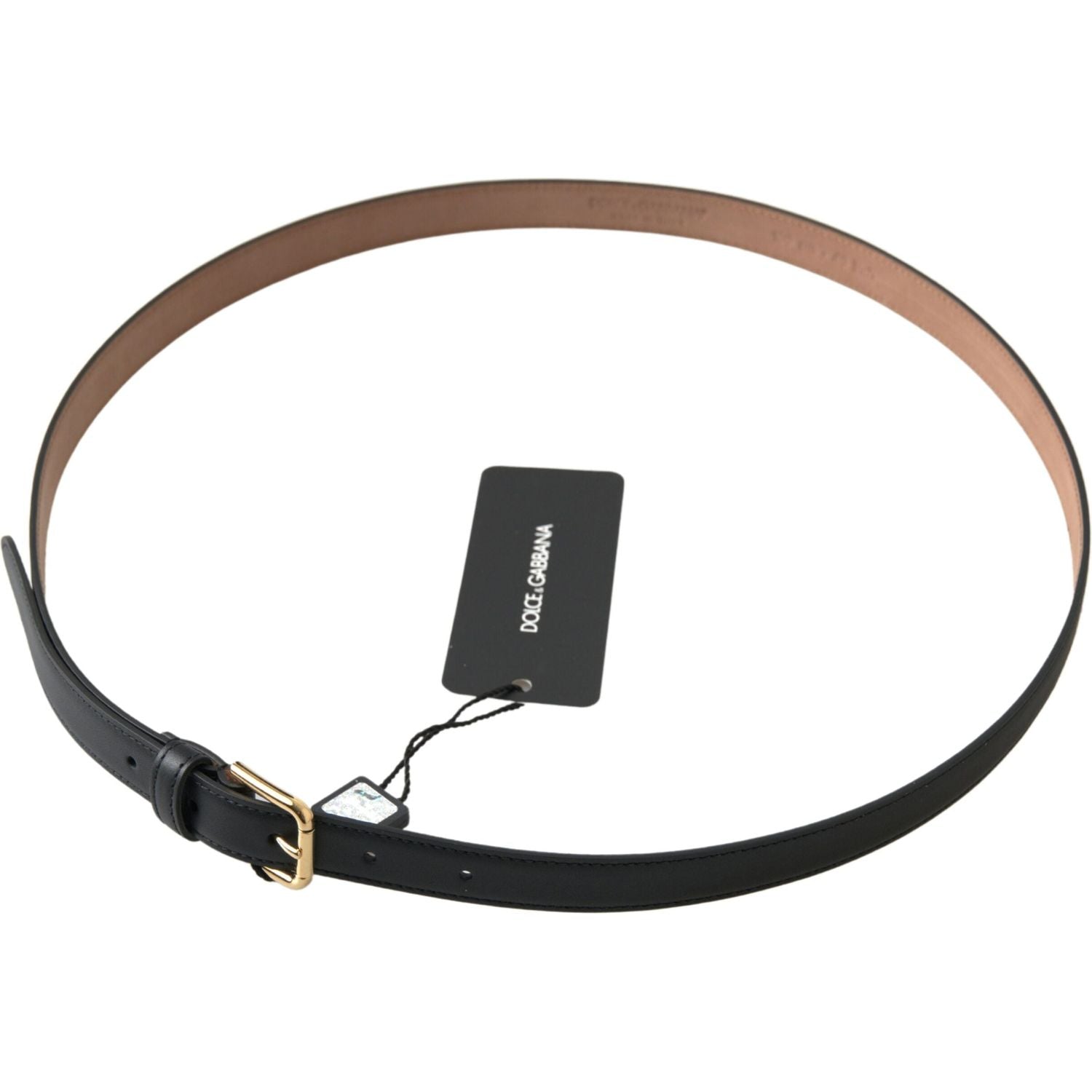 حزام جلد إيطالي أنيق من دولتشي آند غابانا مع مشبك معدني