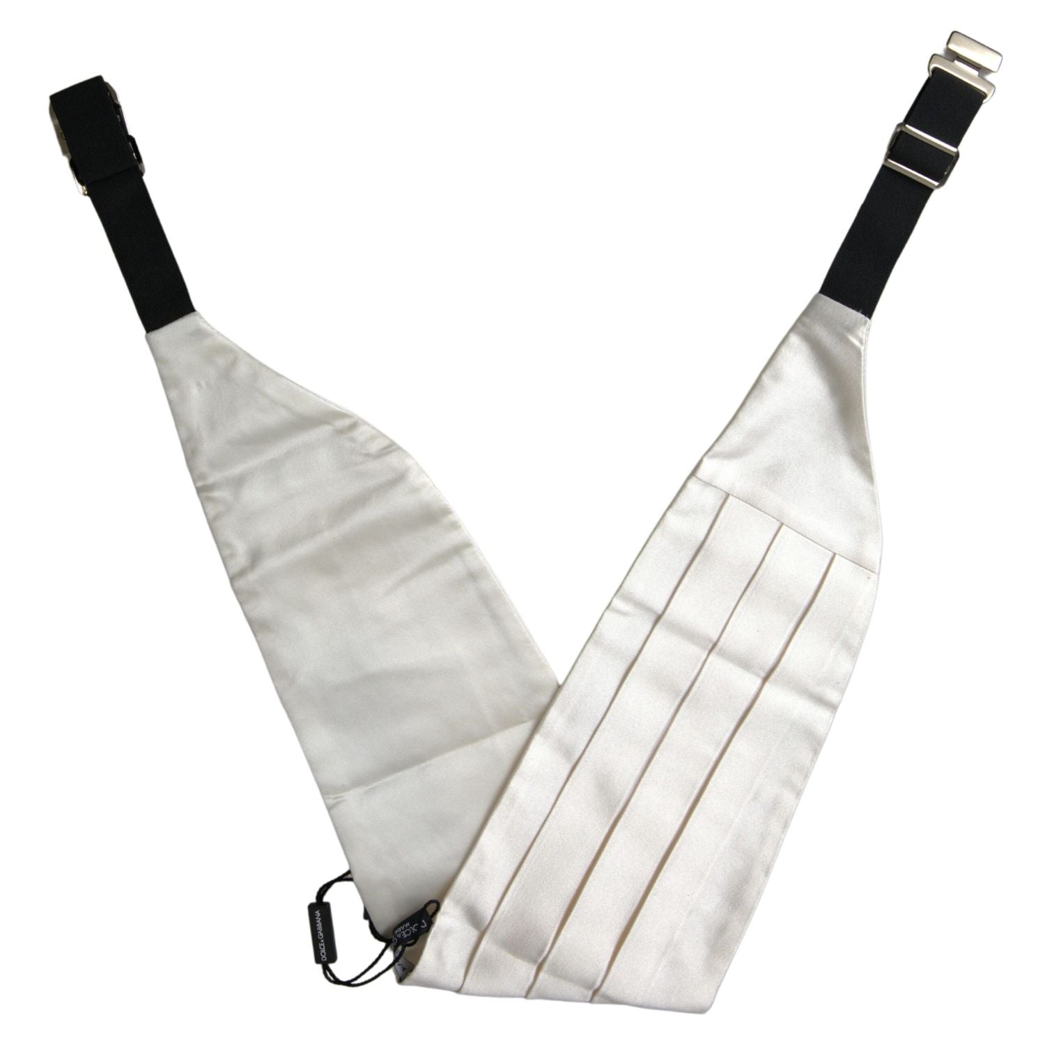 دولتشي آند غابانا حزام من الحرير الأبيض الأنيق