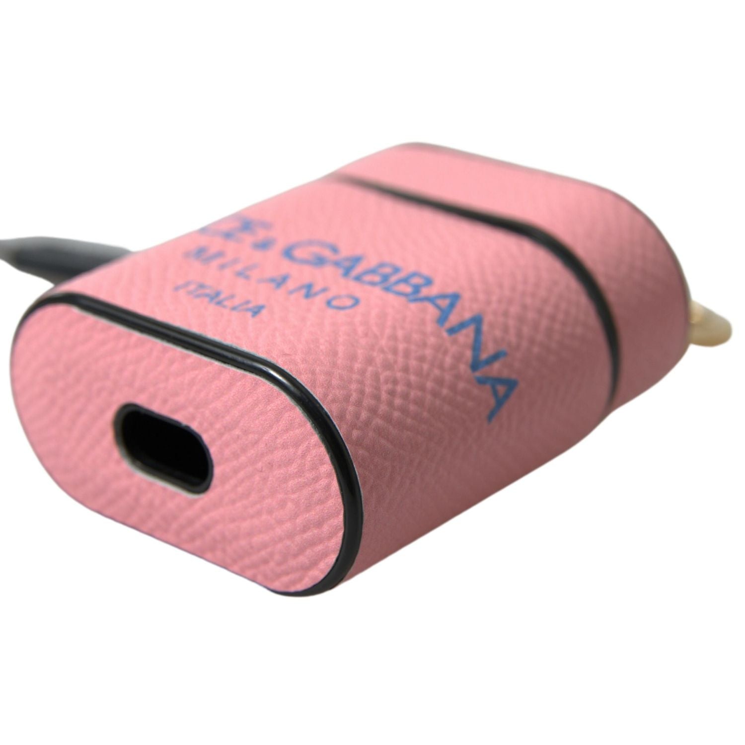 حافظة سماعات Airpods من دولتشي آند غابانا مصنوعة من جلد العجل باللون الوردي