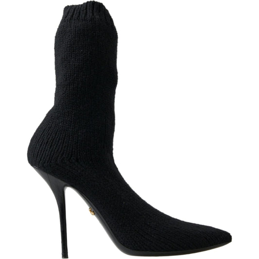 Dolce & Gabbana Elegant Black Viscose Mid-Calf Boots Dolce & Gabbana Black