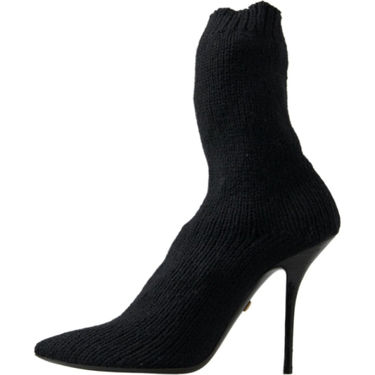 Dolce & Gabbana Elegant Black Viscose Mid-Calf Boots Dolce & Gabbana Black