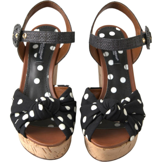 Dolce & Gabbana Chic Polka-Dotted Ankle Strap Wedges Dolce & Gabbana Dark Slate Gray