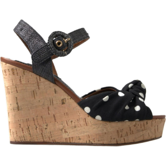 Dolce & Gabbana Chic Polka-Dotted Ankle Strap Wedges Dolce & Gabbana Dim Gray