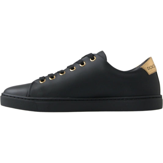 Dolce & Gabbana Black Gold Leather Classic Sneakers Dolce & Gabbana Dark Slate Gray