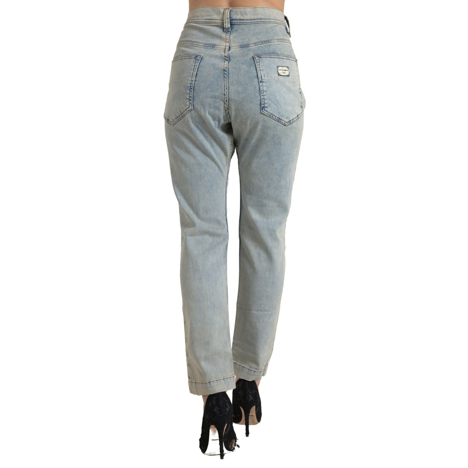 بنطلون جينز ضيق متوسط ​​الخصر من دولتشي آند غابانا باللون الأزرق