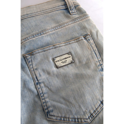 بنطلون جينز ضيق متوسط ​​الخصر من دولتشي آند غابانا باللون الأزرق