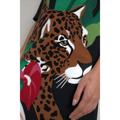 Dolce & Gabbana Black Tiger Jungle Print Sheath Stretch Dress