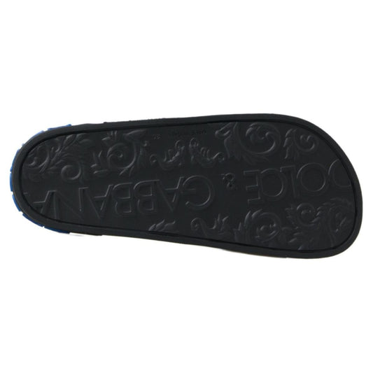 Dolce & Gabbana Elegant Black Leather Slide Sandals Dolce & Gabbana Dark Slate Gray