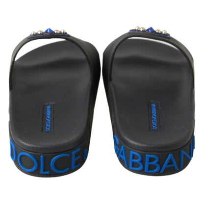 Dolce & Gabbana Black Slides Sandals Beach Saint Barth Shoes