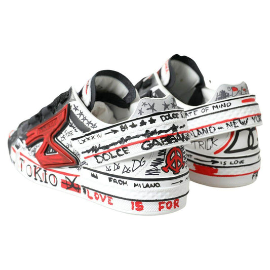 Dolce & Gabbana multicolor hand-painted leather sneakers showcasing artistic detail and luxurious Italian craftsmanship.