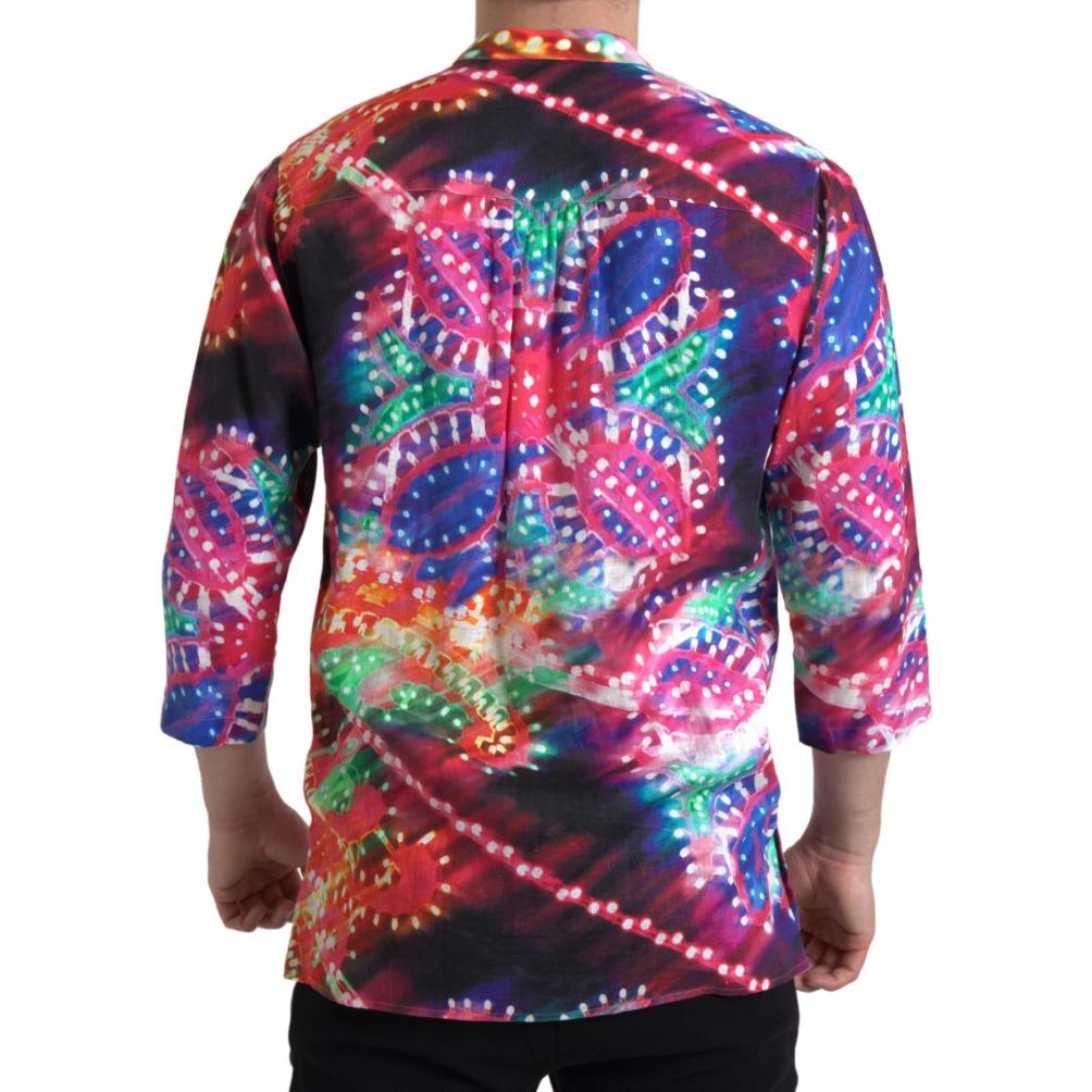 Dolce & Gabbana Multicolor Luminarie Print Linen Shirt