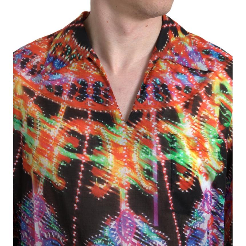 قميص بولو قطني بطبعة لوميناري متعدد الألوان من دولتشي آند غابانا