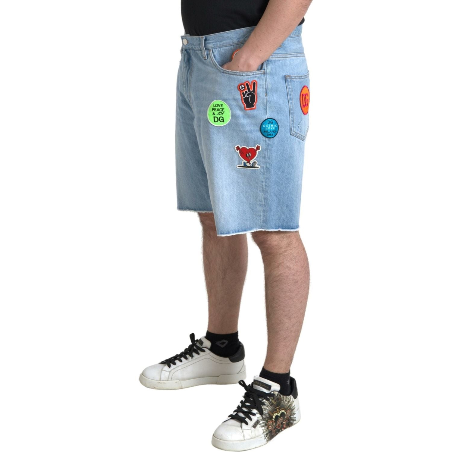 شورت برمودا جينز أزرق فاتح أنيق من دولتشي آند غابانا