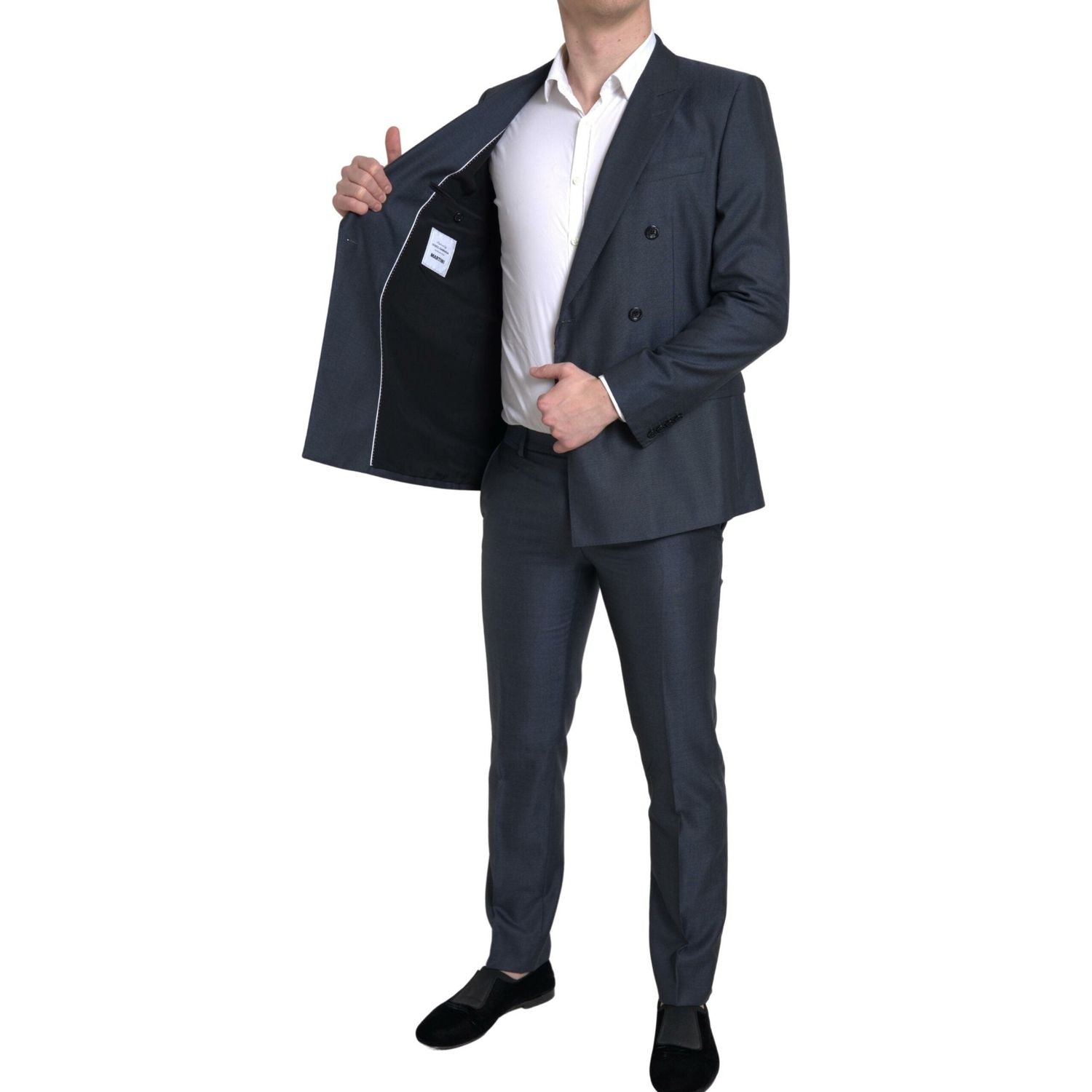 بدلة مارتيني أنيقة من مزيج الحرير باللون الأزرق من دولتشي آند غابانا