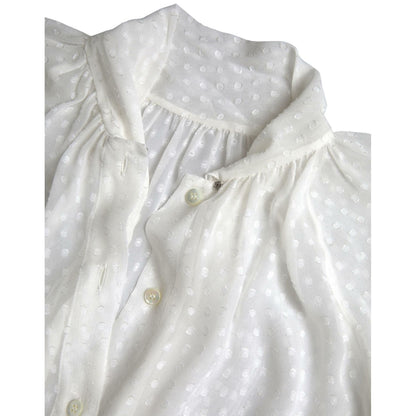 Dolce & Gabbana White Silk Sheer Tied Neck Polka Dots Blouse