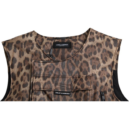 Dolce & Gabbana Brown Leopard Silk Sleeveless Sportswear