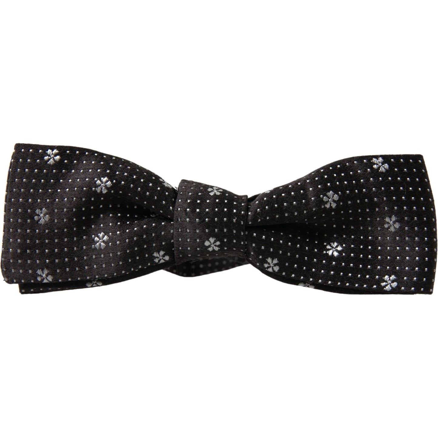 Dolce & Gabbana Black Patterned Silk Adjustable Men Neck Papillon Bow Tie
