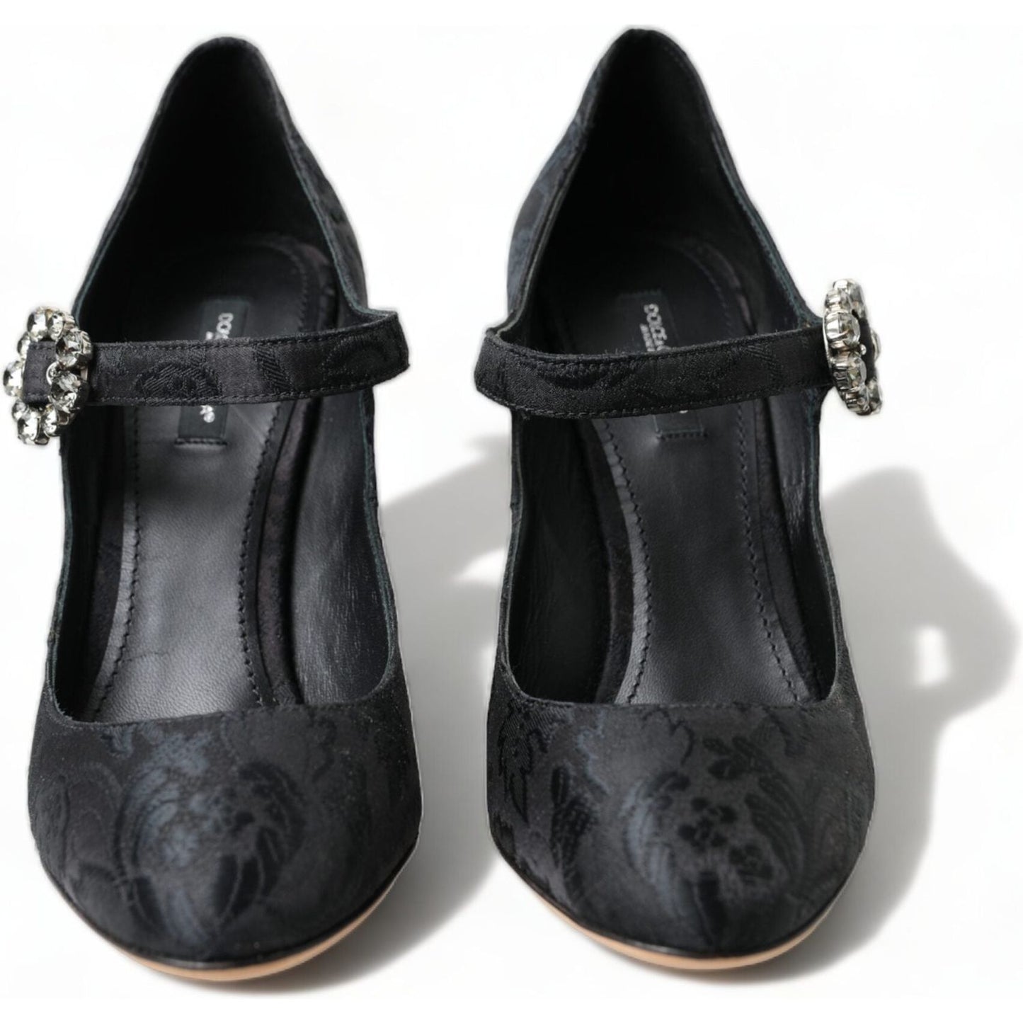 Dolce & Gabbana Black Brocade Mary Janes Heels Pumps Shoes
