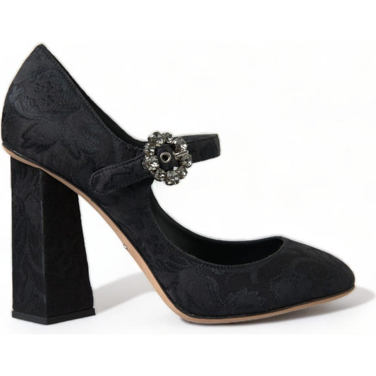 Dolce & Gabbana Chic Black Brocade Mary Janes Pumps Dolce & Gabbana Light Gray