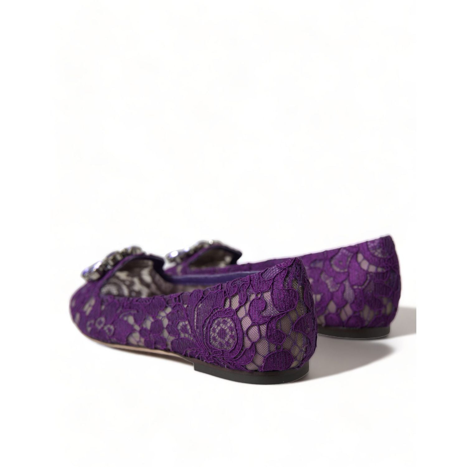 Dolce & Gabbana Purple Vally Taormina Lace Crystals Flats Shoes