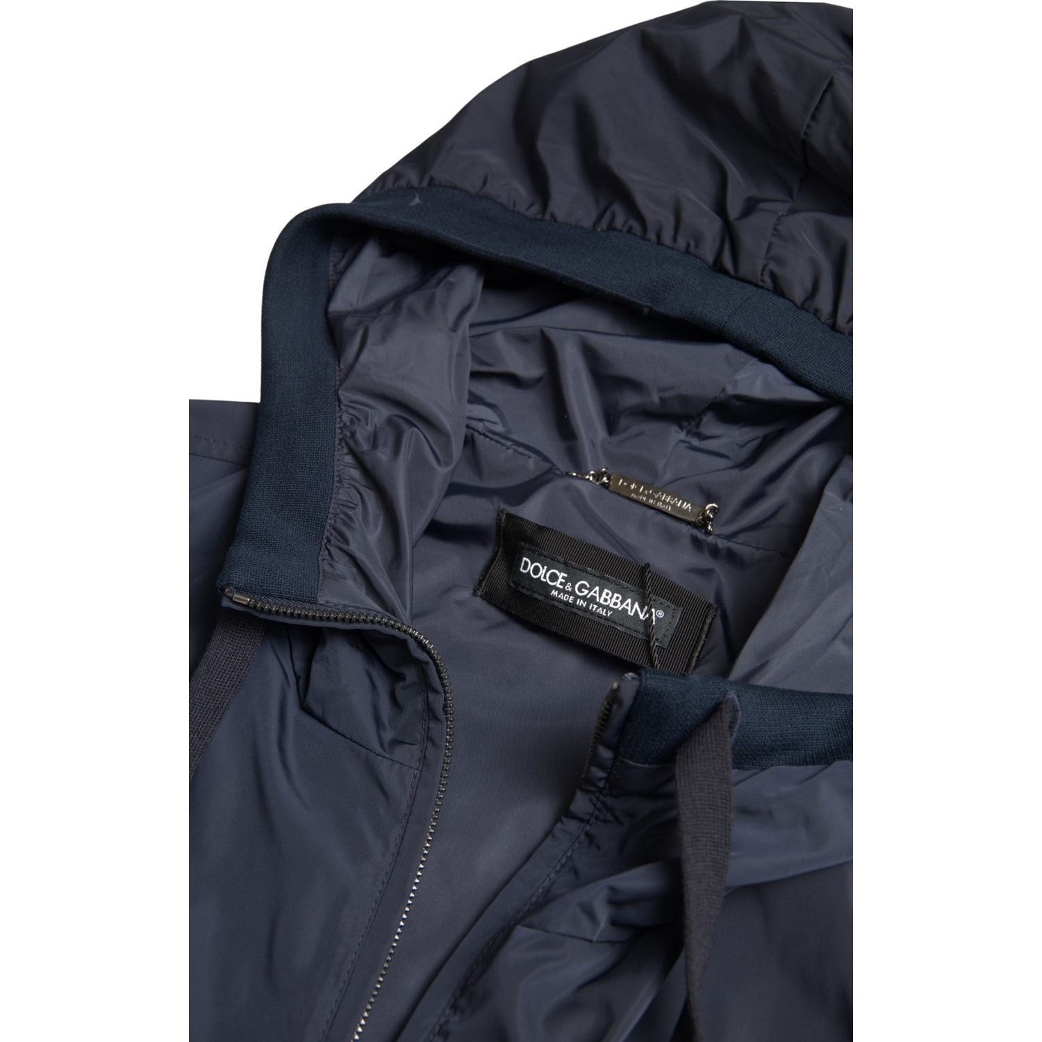 سويت شيرت دولتشي آند غابانا الأنيق ذو القلنسوة باللون الأزرق مع إغلاق بسحاب