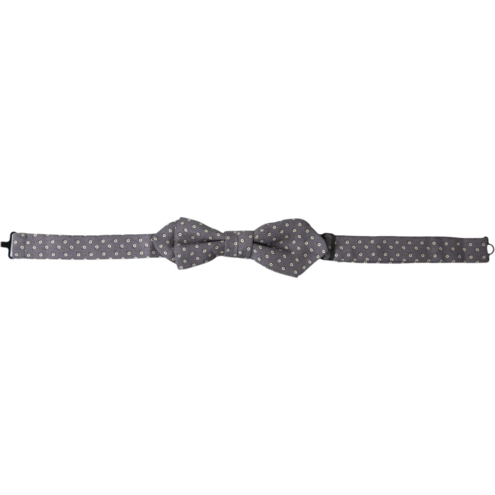 Dolce & Gabbana Gray Polka Dots Silk Adjustable Neck Papillon Bow Tie