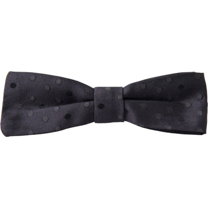 Dolce & Gabbana Blue Polka Dot Silk Adjustable Neck Men Papillon Bow Tie