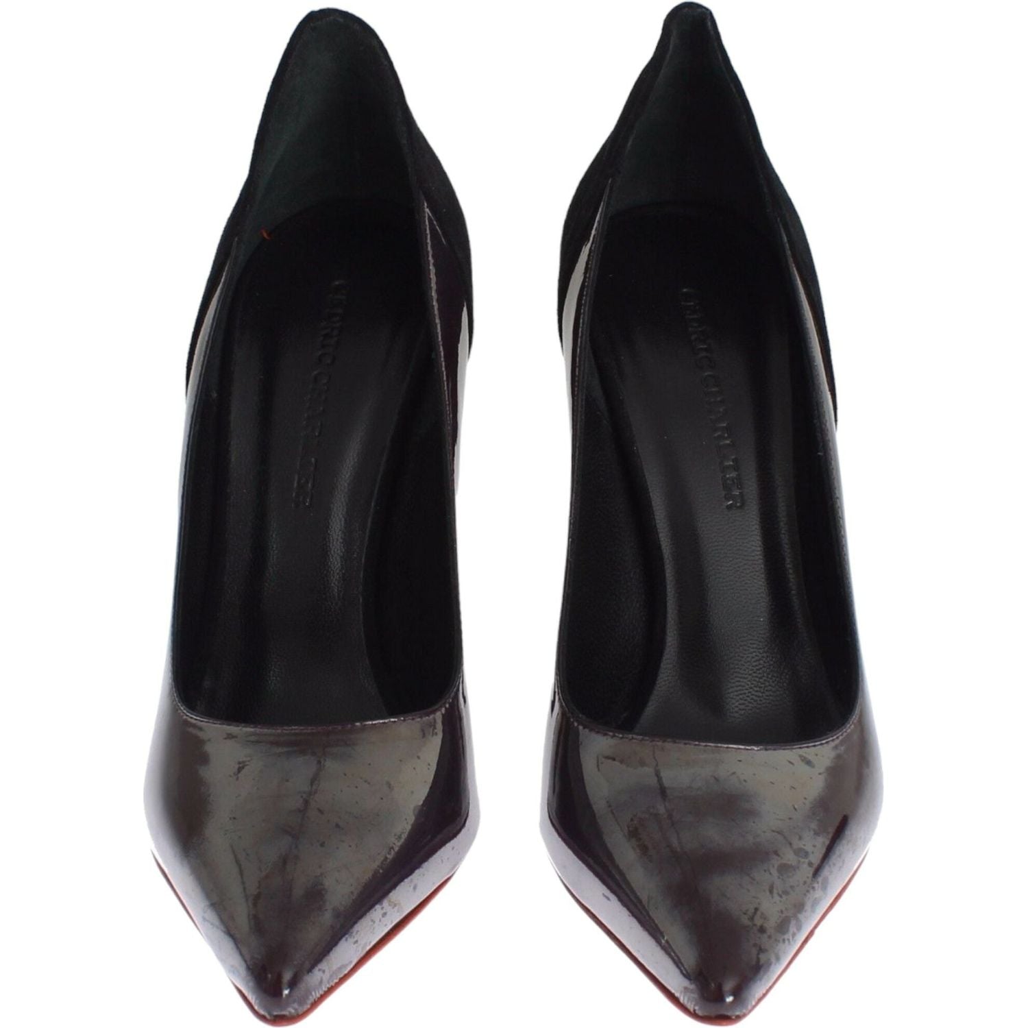 حذاء Cédric Charlier الأنيق المصنوع من الجلد باللون الرمادي المعدني