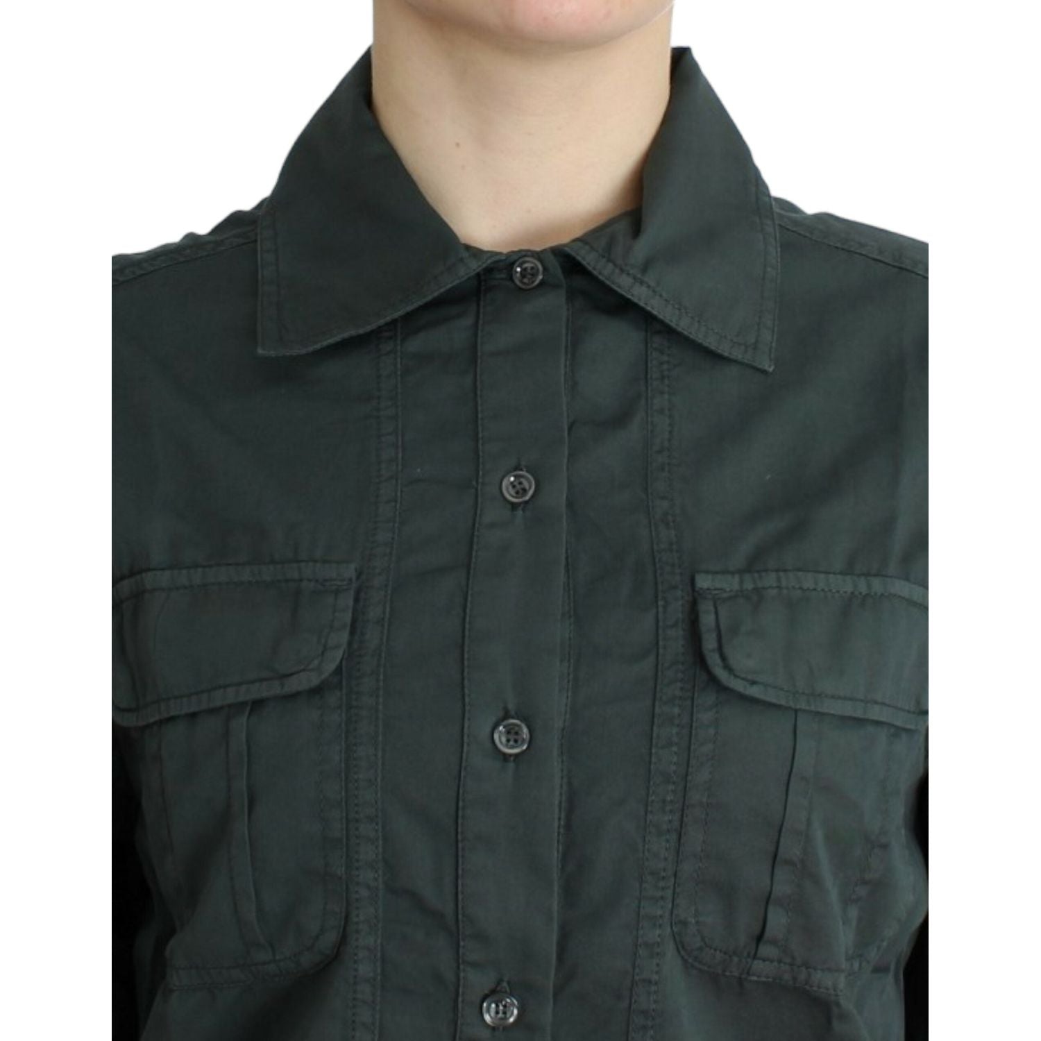 优雅灰色棉质纽扣衬衫