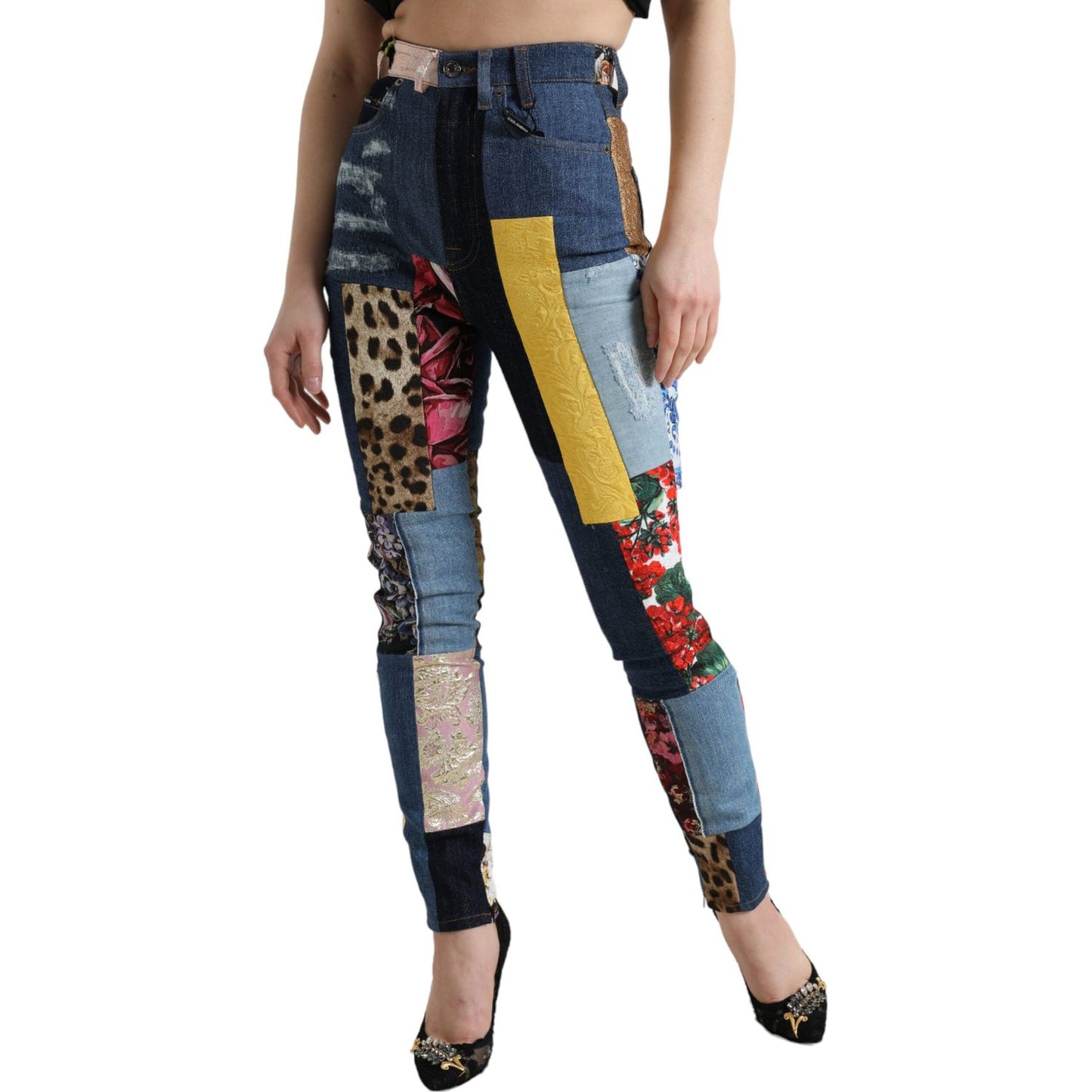 Dolce & Gabbana Multicolor Patchwork GRACE Skinny Denim Jeans