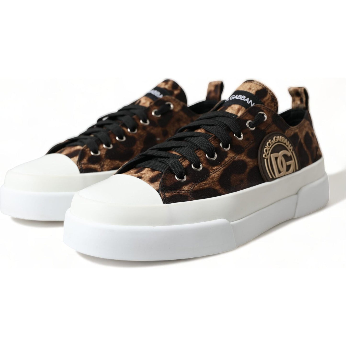 Dolce & Gabbana Brown Leopard Canvas Sneakers Shoes MV5235-44.5