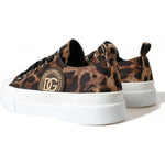 Dolce & Gabbana Brown Leopard Canvas Sneakers Shoes MV5235-44.5