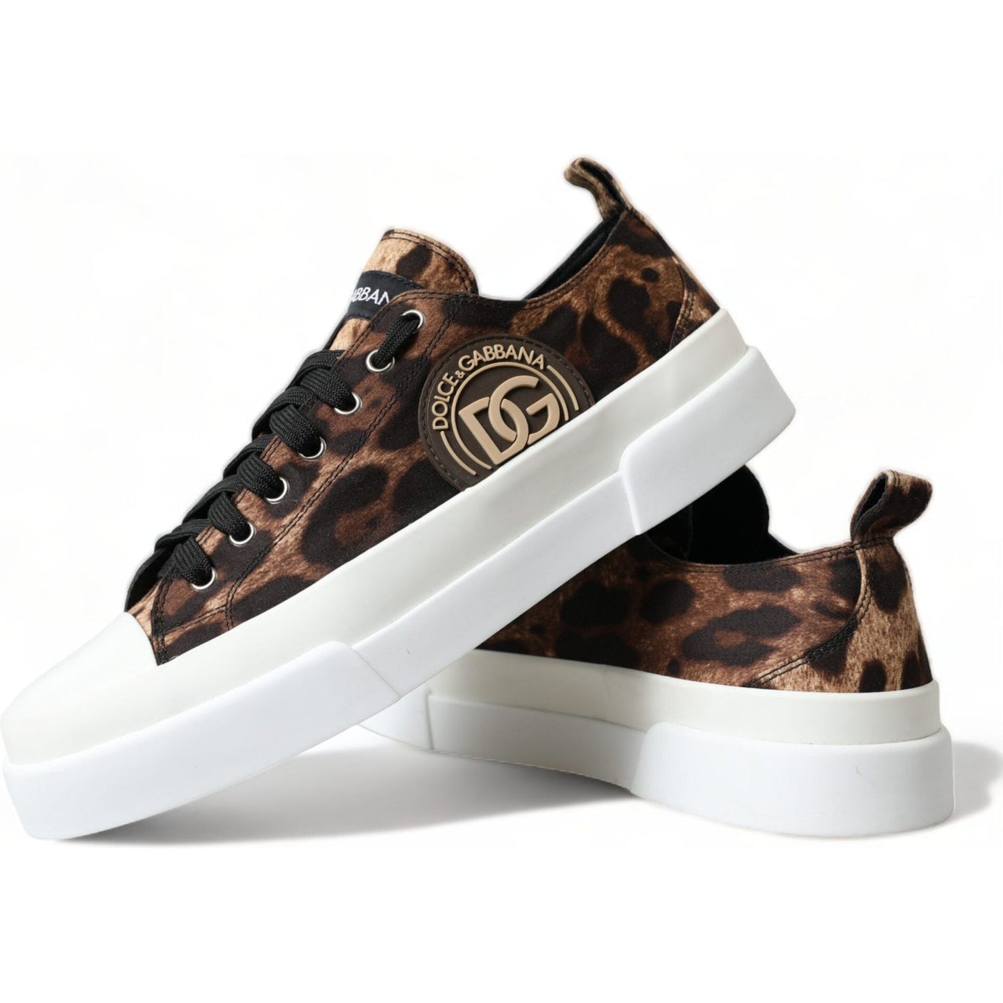 Dolce & Gabbana Brown Leopard Canvas Sneakers Shoes MV5235-44.5