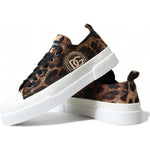 Dolce & Gabbana Brown Leopard Canvas Sneakers Shoes MV5235-44.5