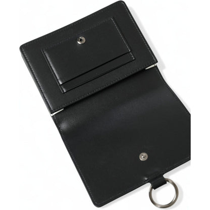 Dolce & Gabbana Black Leather Crystal Embellished Card Holder Wallet