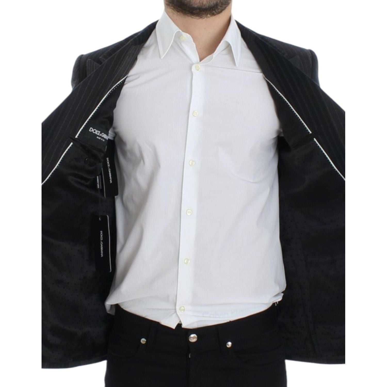 سترة أنيقة مخططة باللون الرمادي من دولتشي آند غابانا