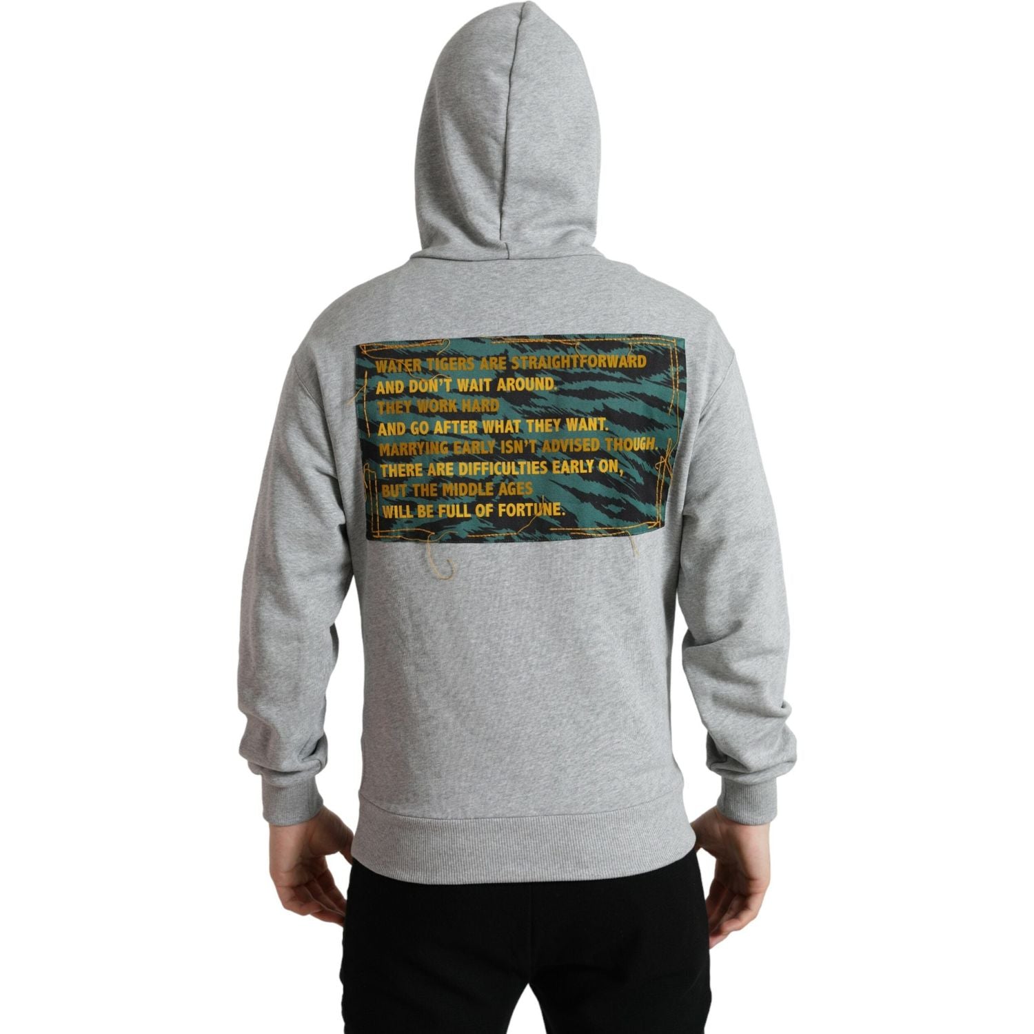 سترة قطنية بغطاء رأس وشعار دولتشي آند غابانا باللون الرمادي الأنيق