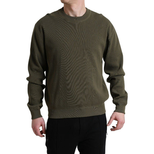 Dolce & Gabbana Elegant Green Crew Neck Cotton Sweater Dolce & Gabbana Dark Slate Gray